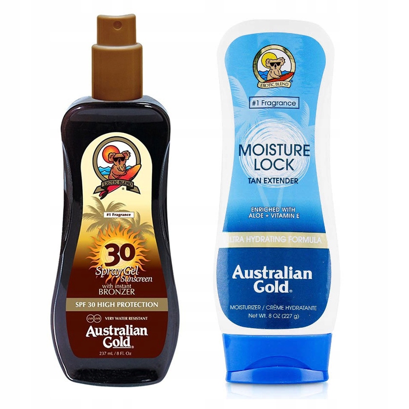 Ochranný sprej Australian Gold Spf 30 s bronzerem 237 ml balzám Moisture Lock 227 g