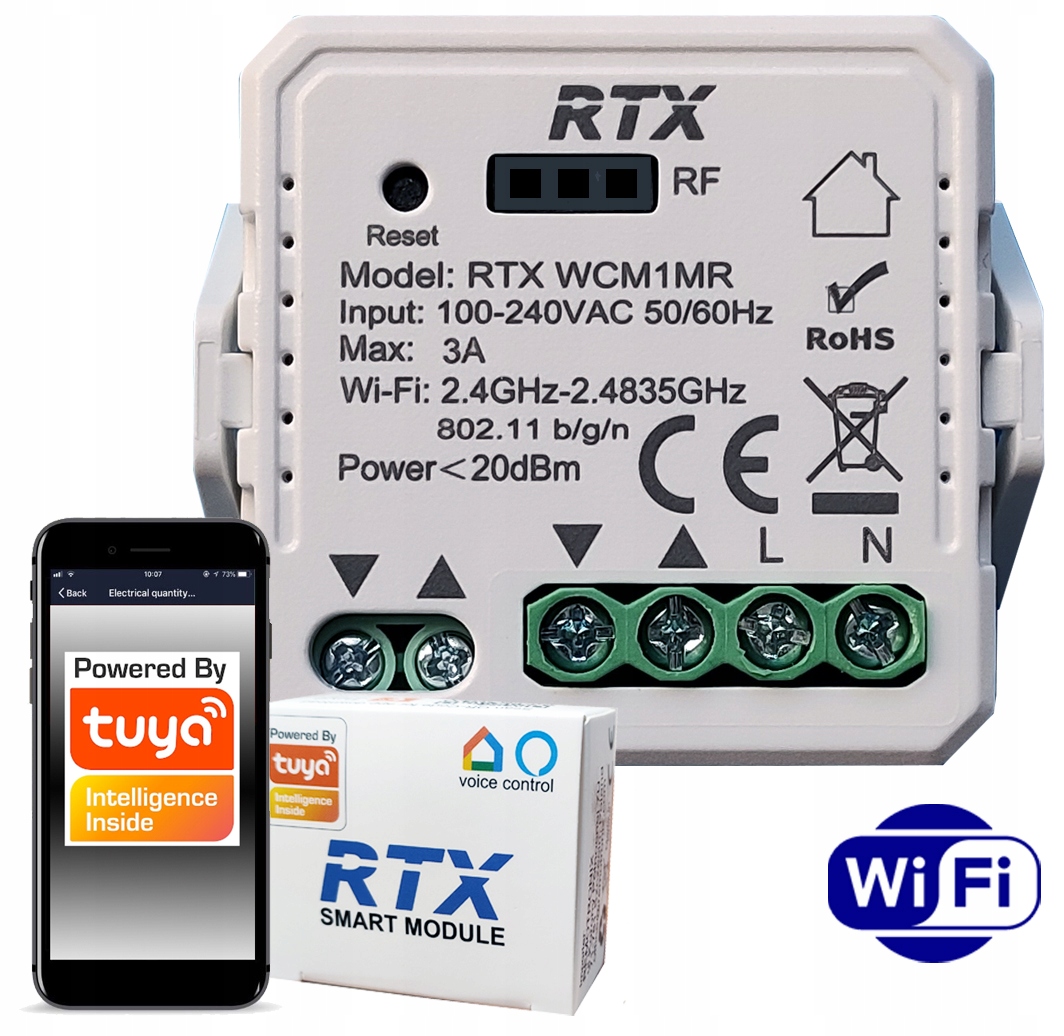

Sterownik Rolet Rtx Tuya WiFi Rf Mini Dopuszkowy