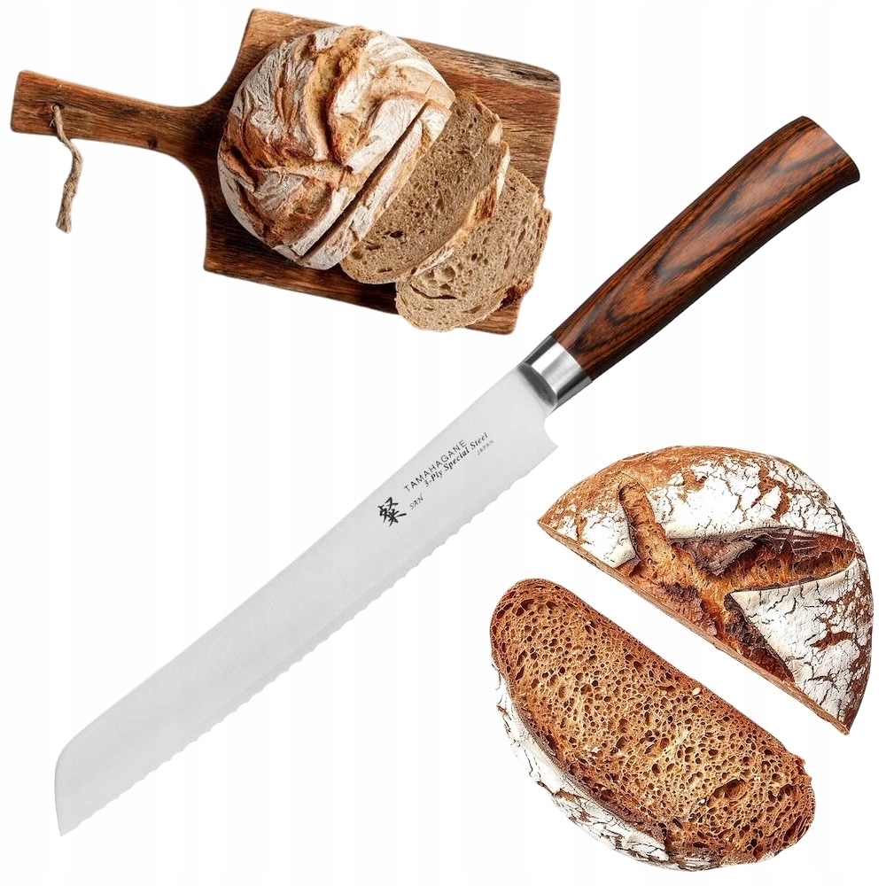 Tamahagane San Brown VG-5 Japonský ostrý nôž na chlieb a chlieb 23 cm