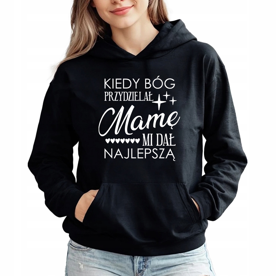 Mikina S Kapucí Černá jako Dárek pro maminku Když Bůh přiděloval mamince M