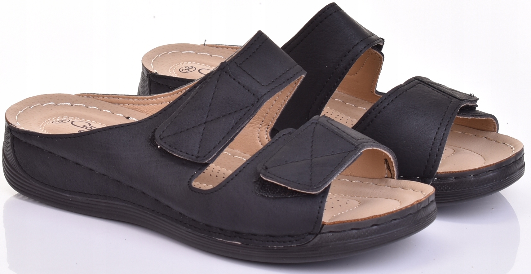 KLAPKI DAMSKIE ORTOPEDYCZNE LEKKIE MIĘKKA WKŁADKA SOLIDNE WYGODNE Marka bez marki