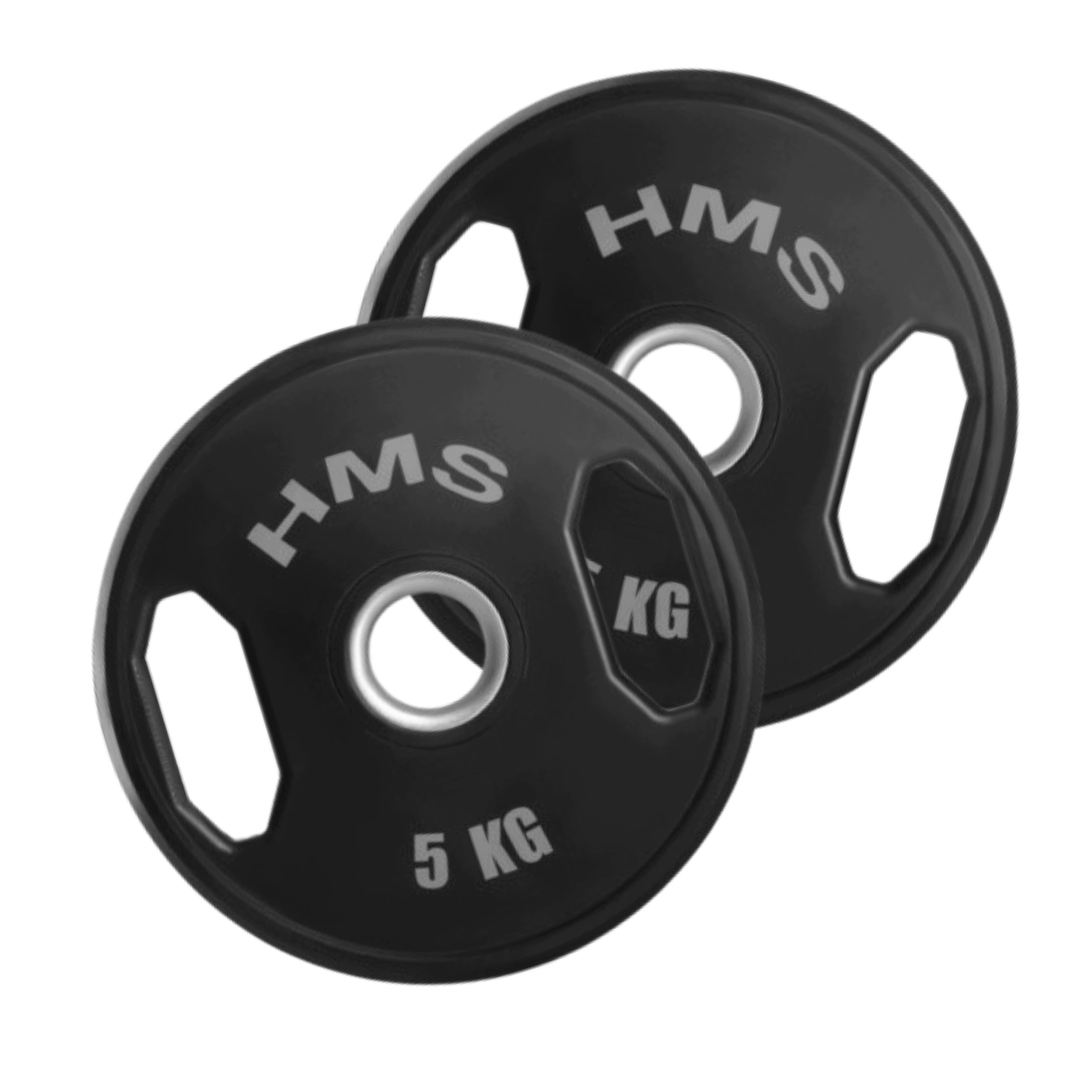 Gumové olympijské kotouče 2 x 5 kg, trojháček na osa Hms
