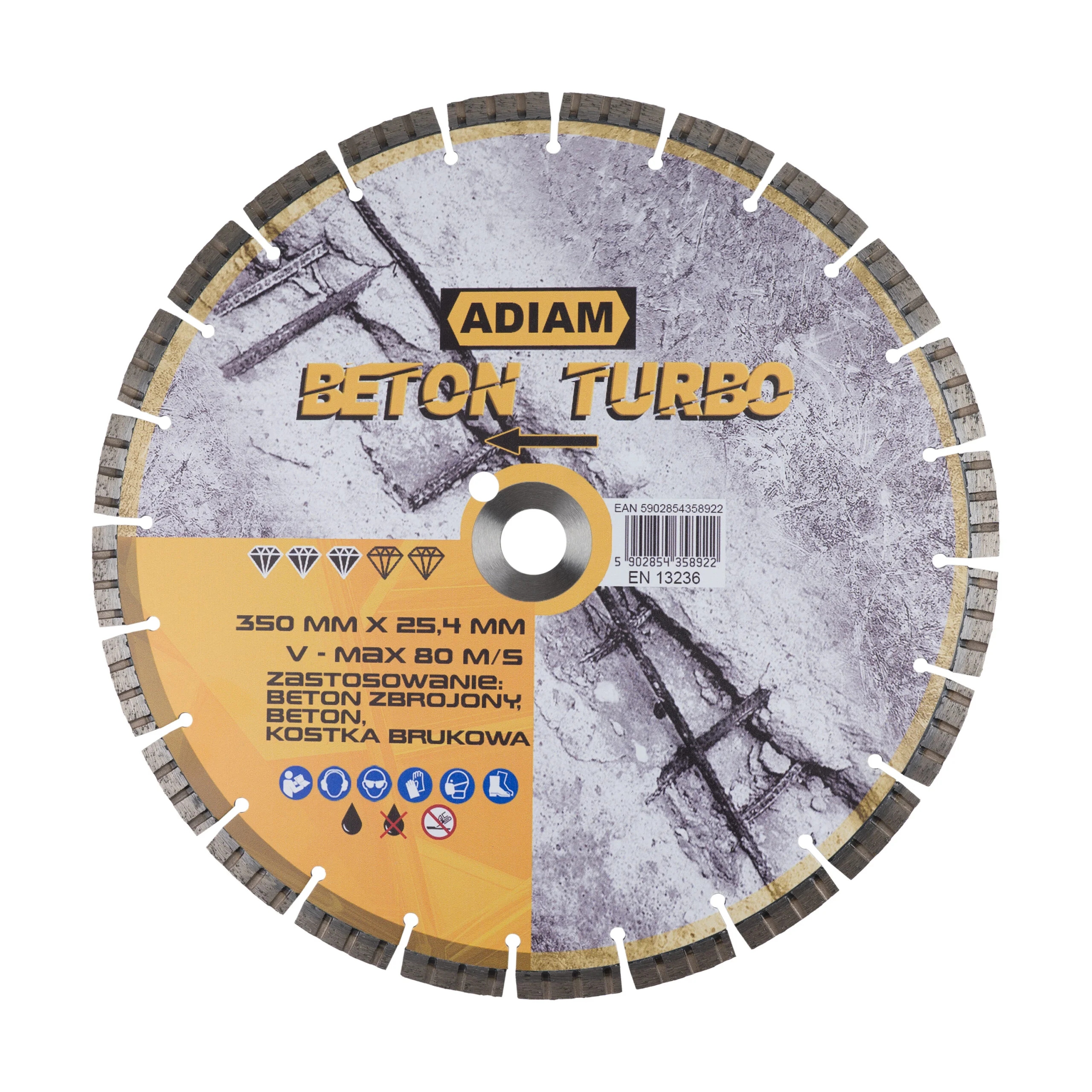 Tarcza Diamentowa Adiam Beton Turbo 350MM 20MM Do Betonu Kostki Brukowej