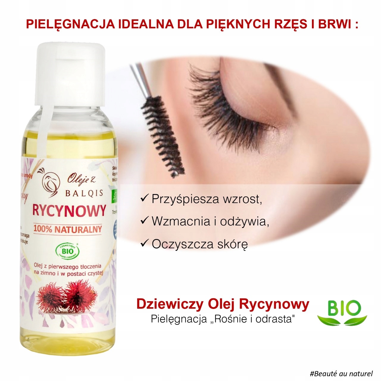 OLEJ RYCYNOWY BIO DO WŁOSÓW, SKÓRY, BRODY, 100 ML Pojemność 50 ml