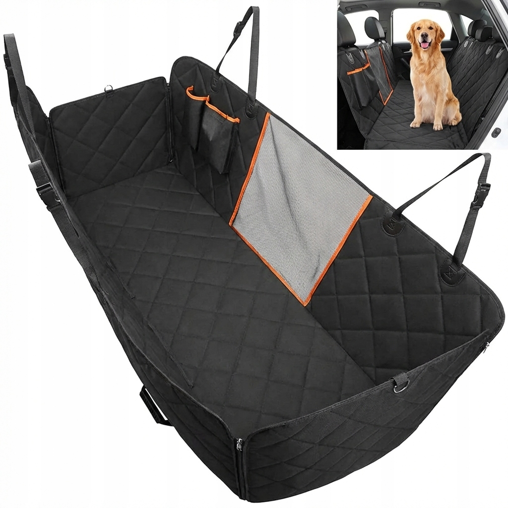 Voděodolný potah do auta pro psa 133x140 cm protiskluzová podložka černá