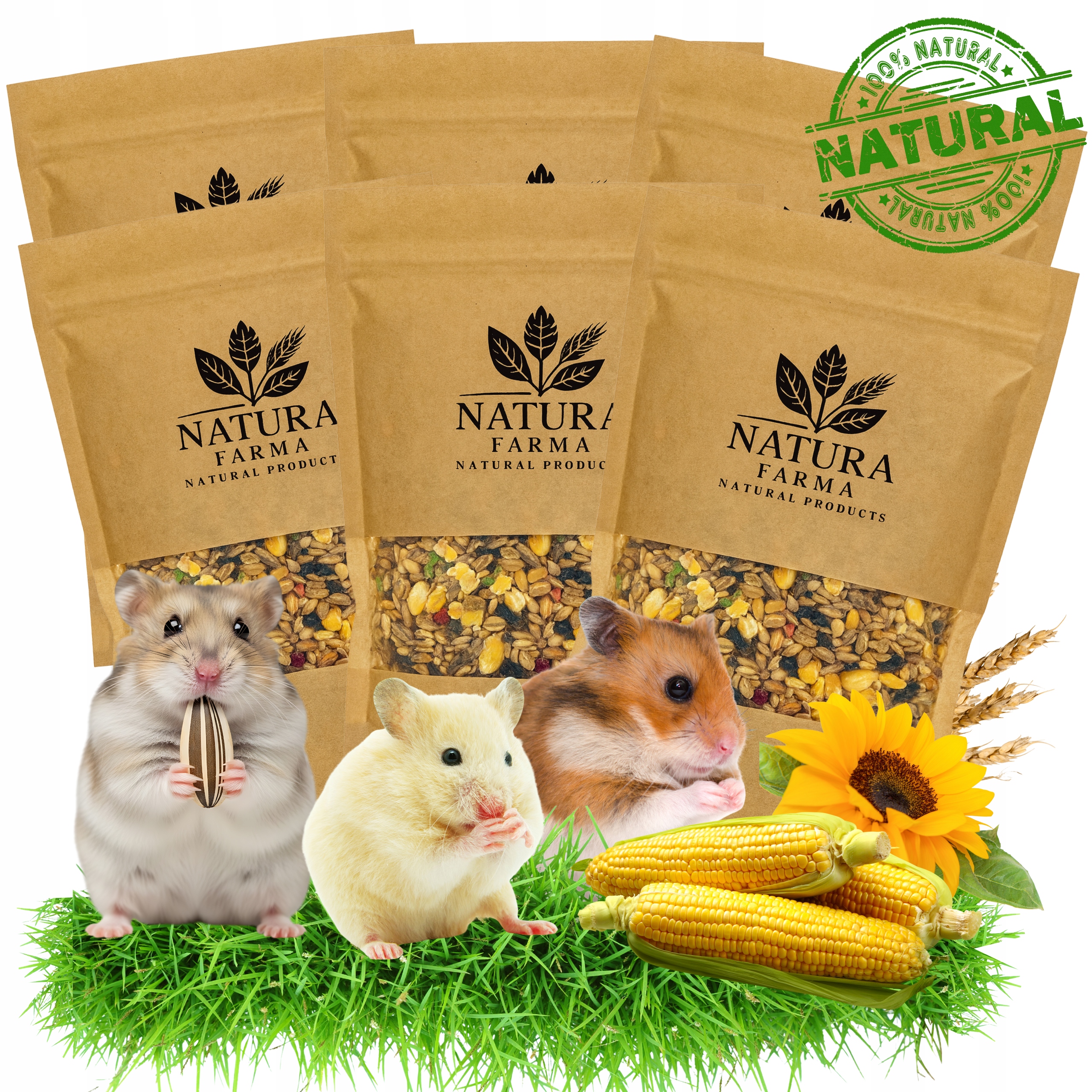 Levně 6 x Krmivo Pro Králíky Křečka Natura Farma Přírodní Pamlsek Eco 500 G