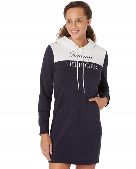 Tommy Hilfiger dámské mikinové šaty Color-Block Hoodie modré M