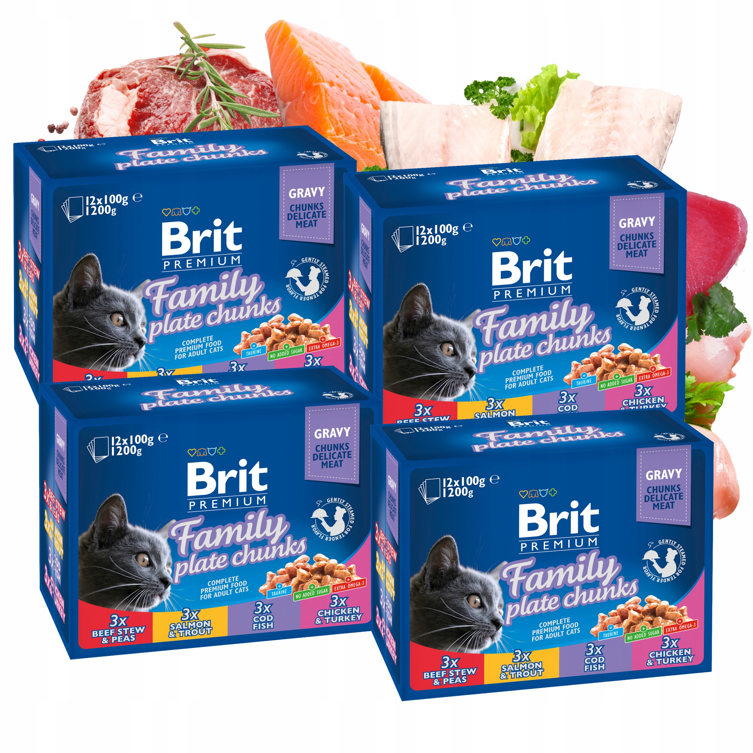 Brit Family Plate Chunks mokré krmivo pro kočky 48 x 100 g