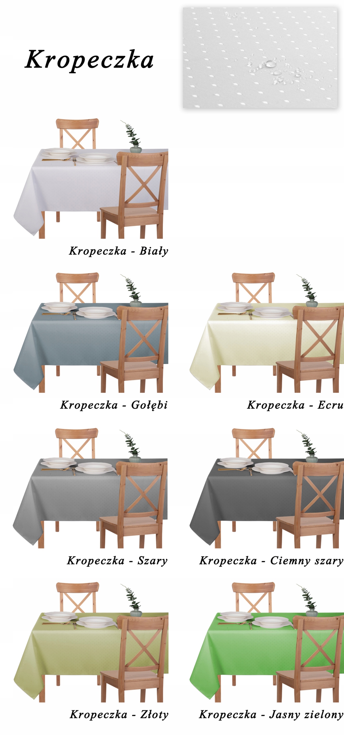 OBRUS PLAMOODPORNY 110X190 BIAŁY ECRU EKRI KOLORY Typ obrus