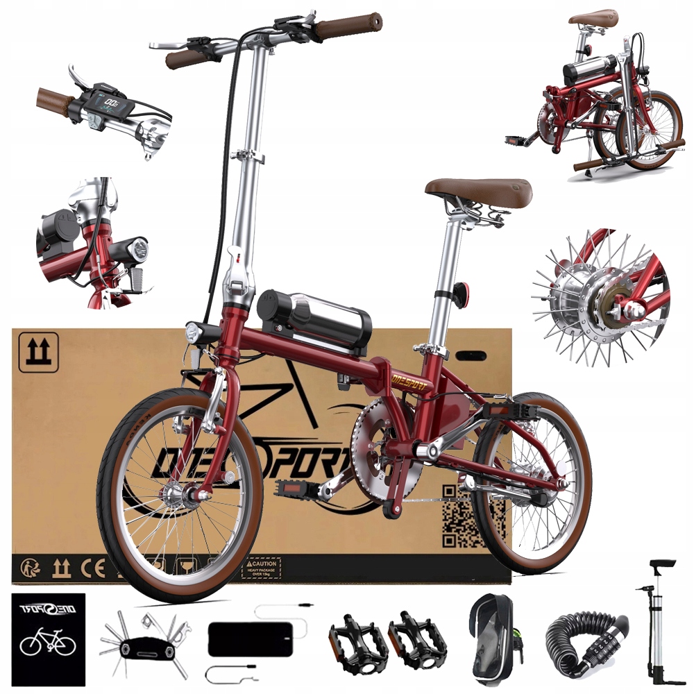 Rower elektryczny Miasto Składany Onesport OT02 250W 36V 5.2AH 25KM/H 16"PL