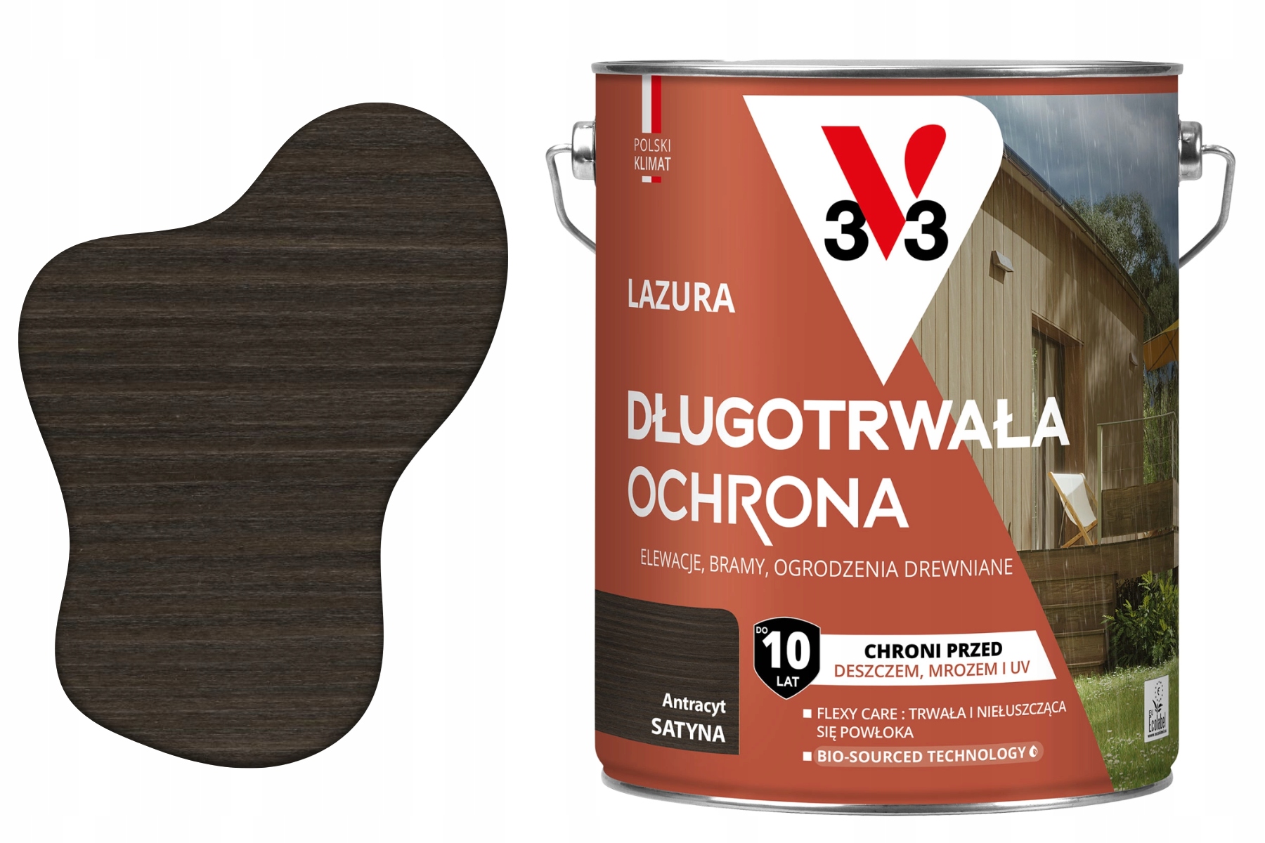 Lazúra 10 rokov ochrany antracitová saténová 4.5 l V33