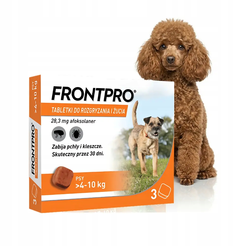 FrontPro 28mg 3 szt. Tabletki na pchły i kleszcze dla psa 4-10kg M