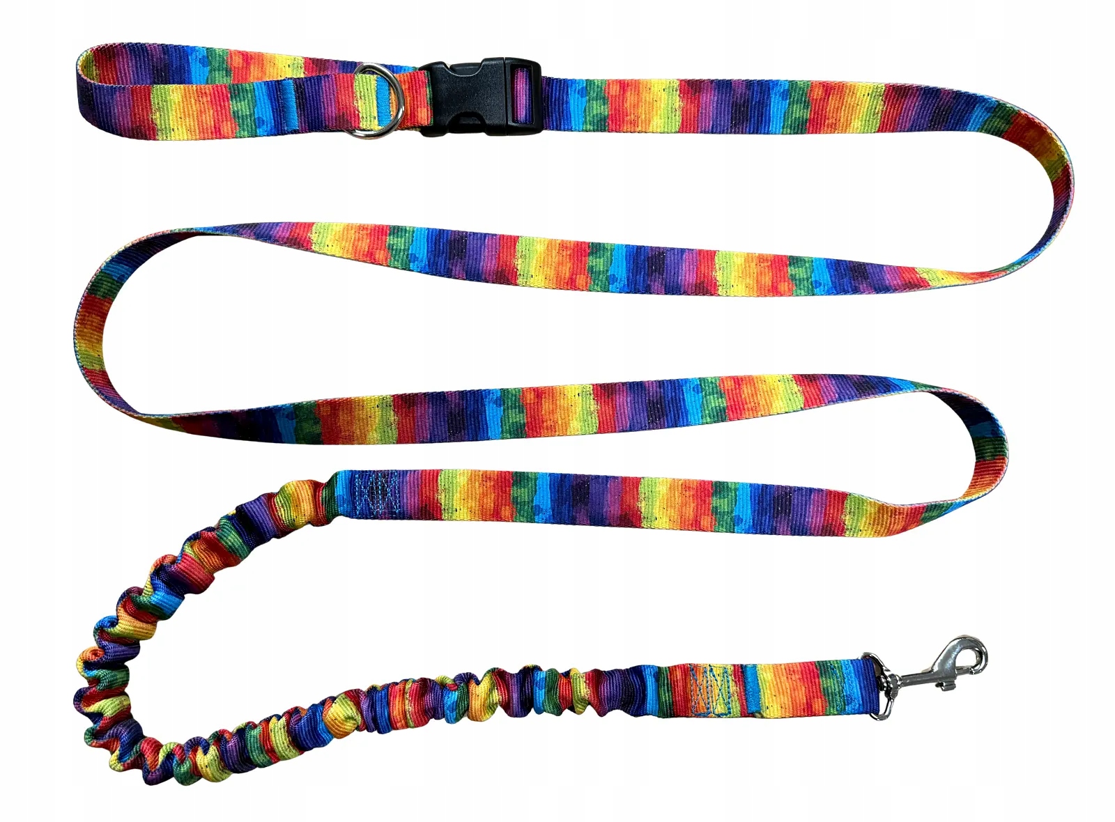 Levně Vodítko pro psa s tlumičem 380 cm, vzor Duha, nastavitelná, HandsFree