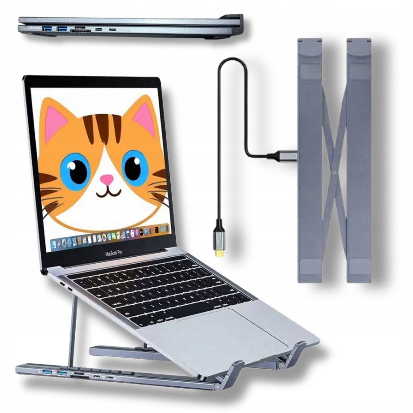 Uniwersalna Regulowana Podstawka pod laptopa 6w1 porty Usb Sd/tf Usb-c