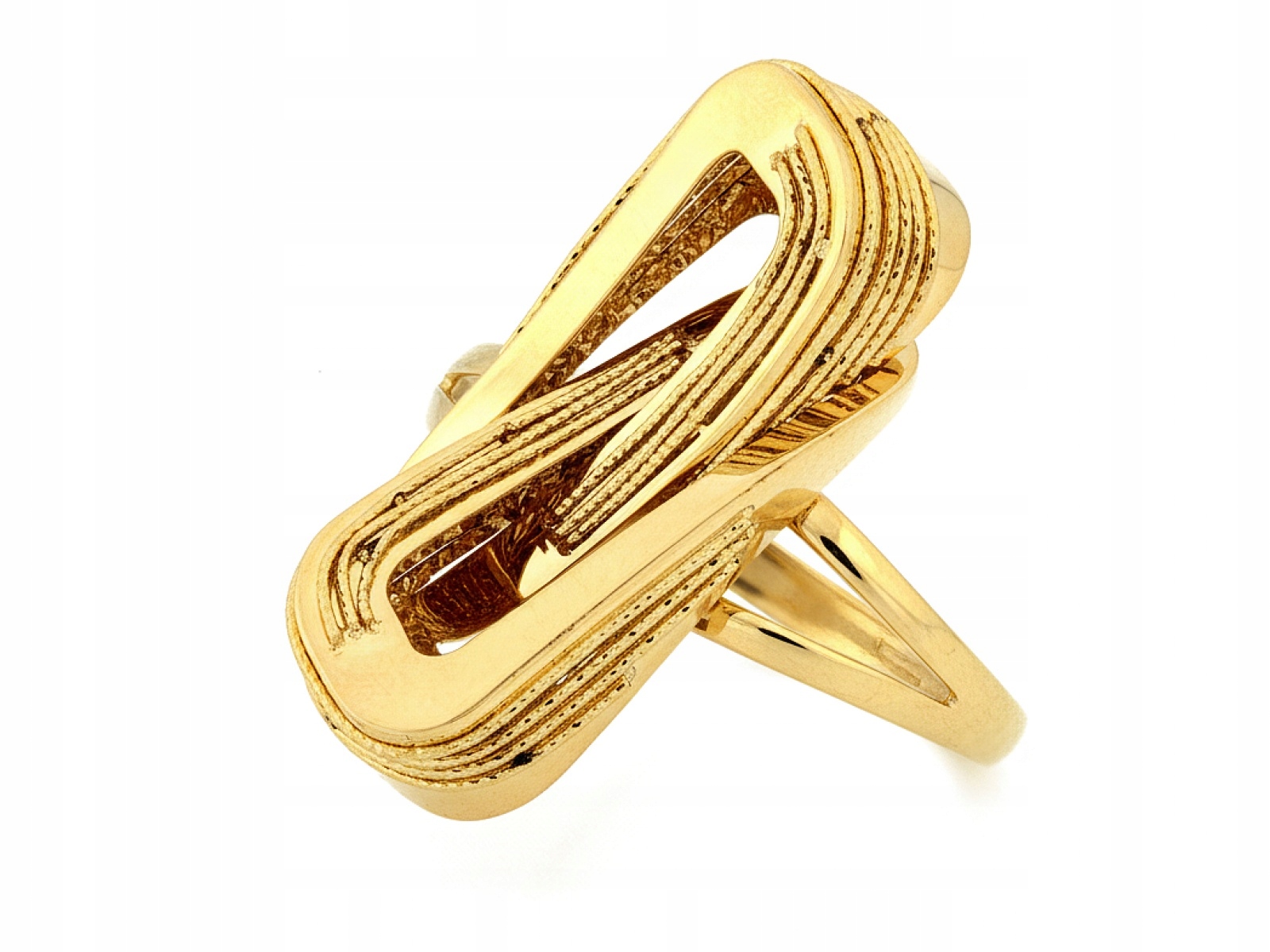 Zlatý Velký prstýnek 585, moderní vzor 20r bez zirkonu 4.53g dárek