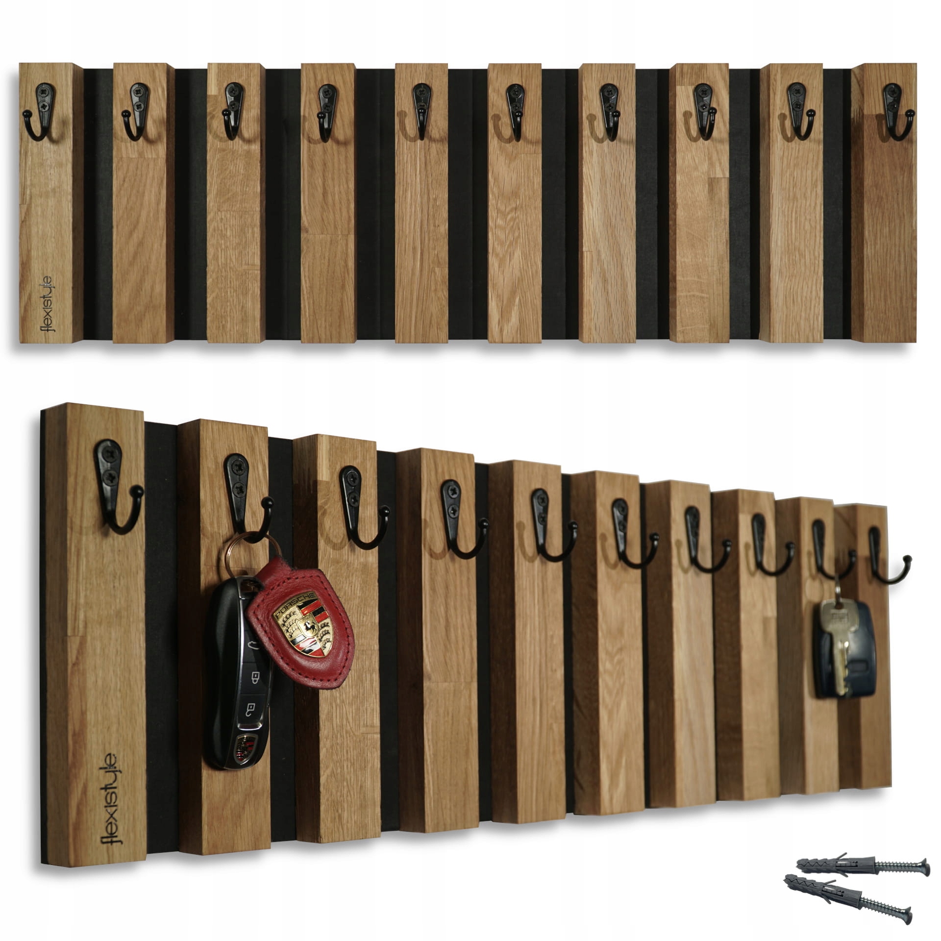 Dřevěný věšák na klíče na klíče, ručníky, oblečení, organizér Lamele 60 cm