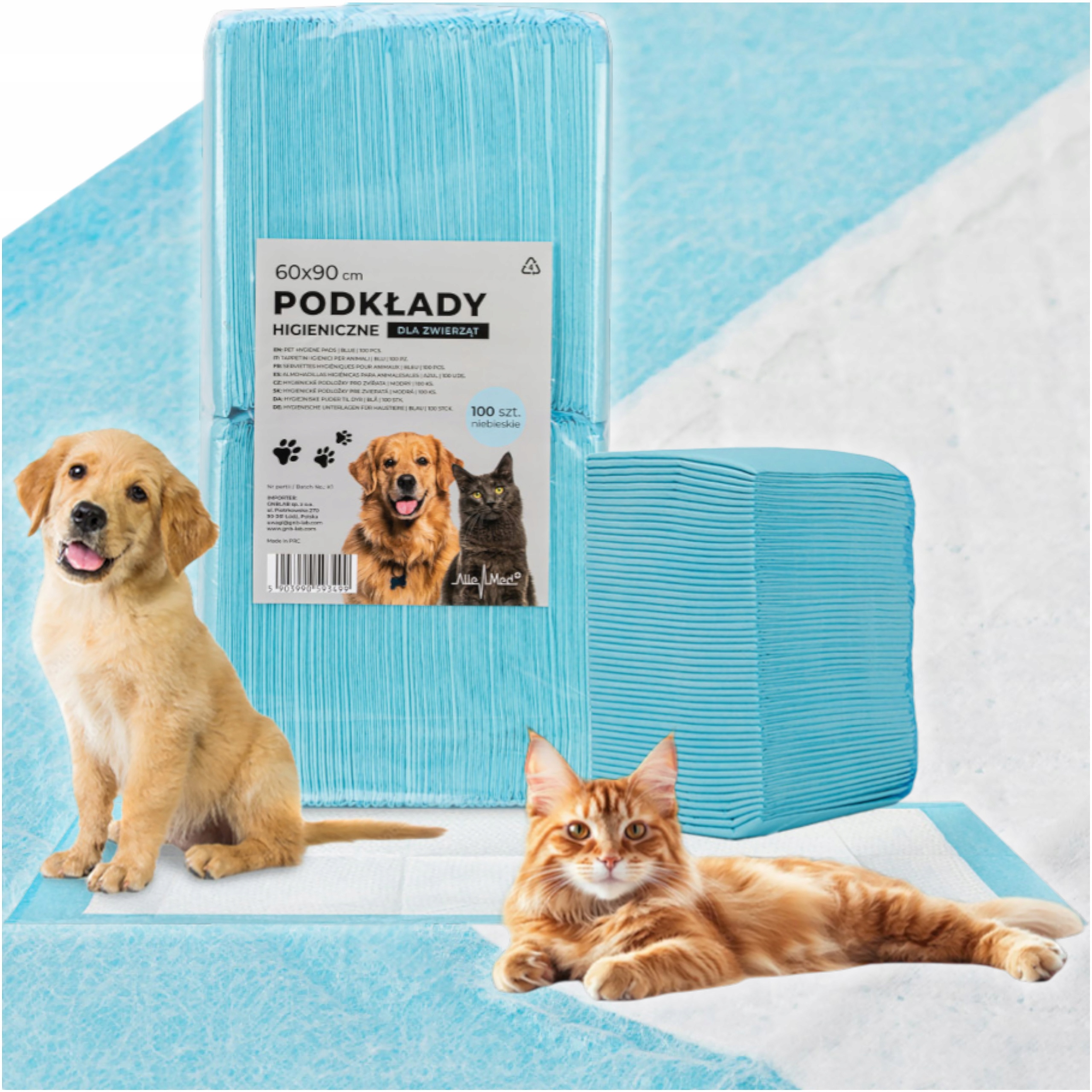 100x Hygienické podložky pro psy Allemed Pro Psa Kočku na 60x90 cm