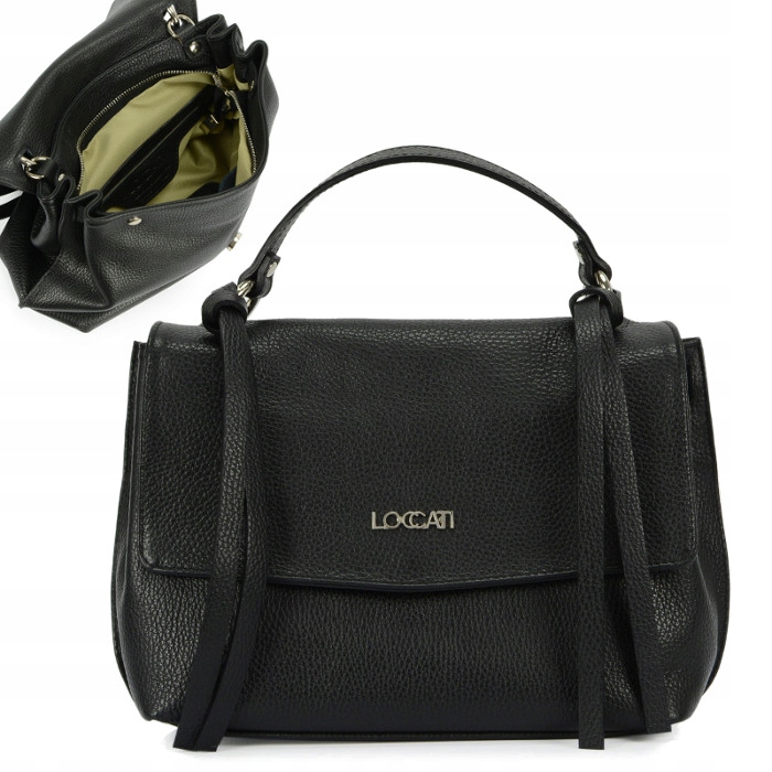 

Torebki ze skóry naturalnej Czarna torebka Loccati