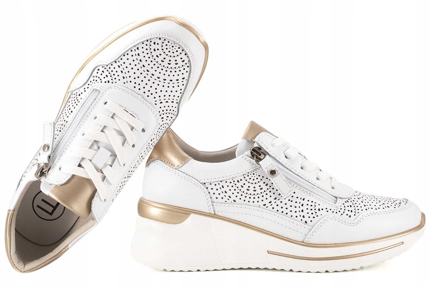 Filippo DP7618 Ažurové Kožené Polobotky Tenisky Koturn Platforma Bílá 37