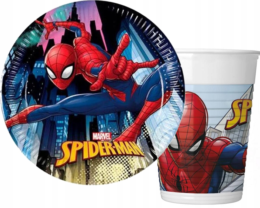ZESTAW TALERZYKI KUBECZKI Spiderman URODZINOWE