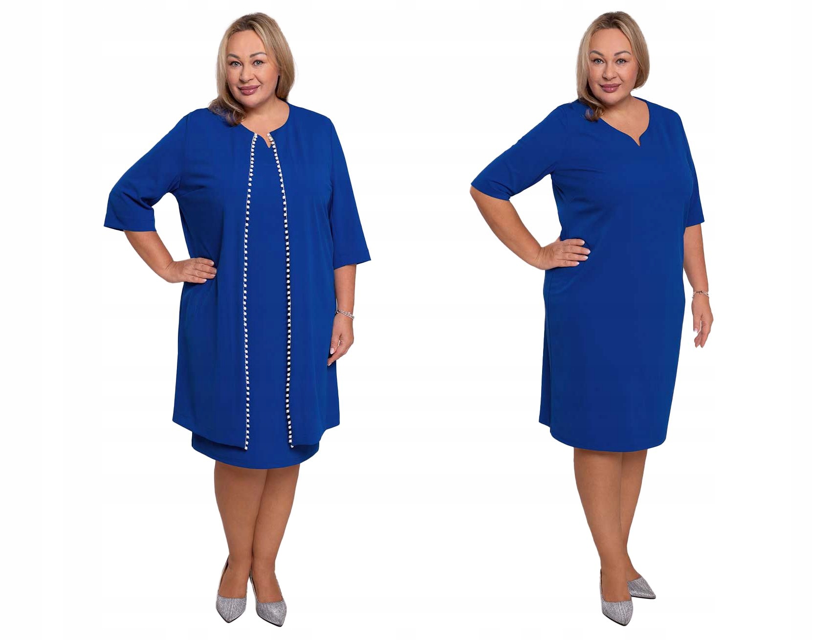 Modrý komplet s ozdobnými perličkami 46