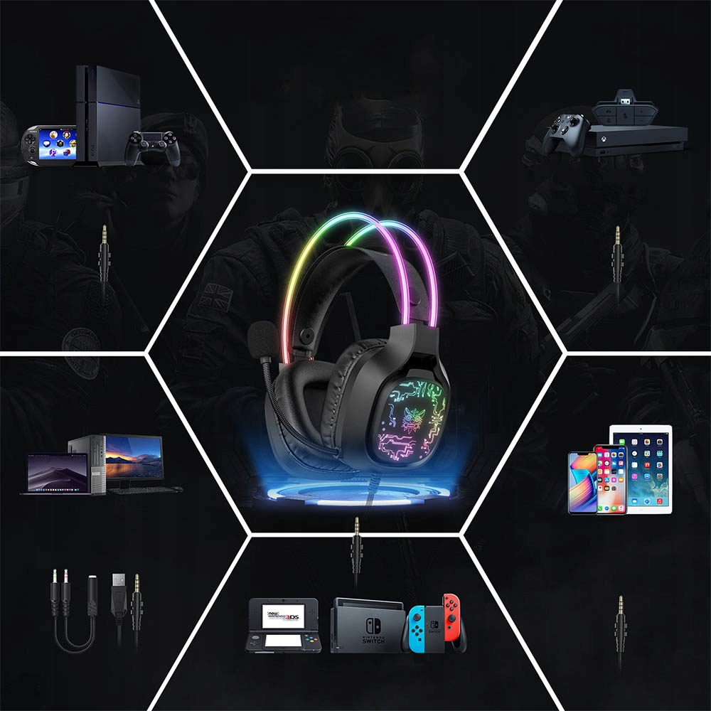 ONIKUMA X32 SŁUCHAWKI GAMINGOWE NAUSZNE PRZEWODOWE Z MIKROFONEM DO PC RGB Model X32