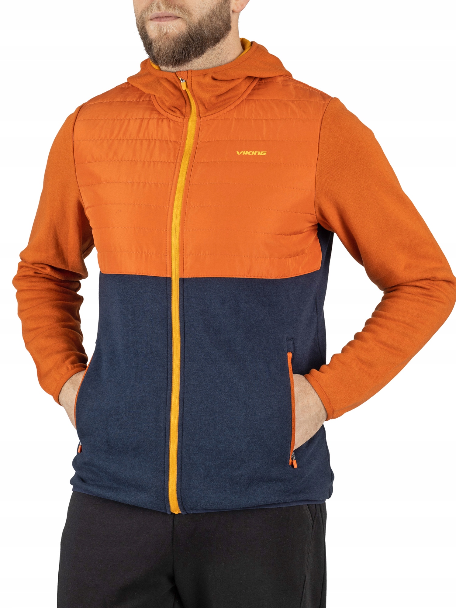 Pánská bunda Viking Creek Hoodie Bamboo Man rozepínací s kapucí oranžová