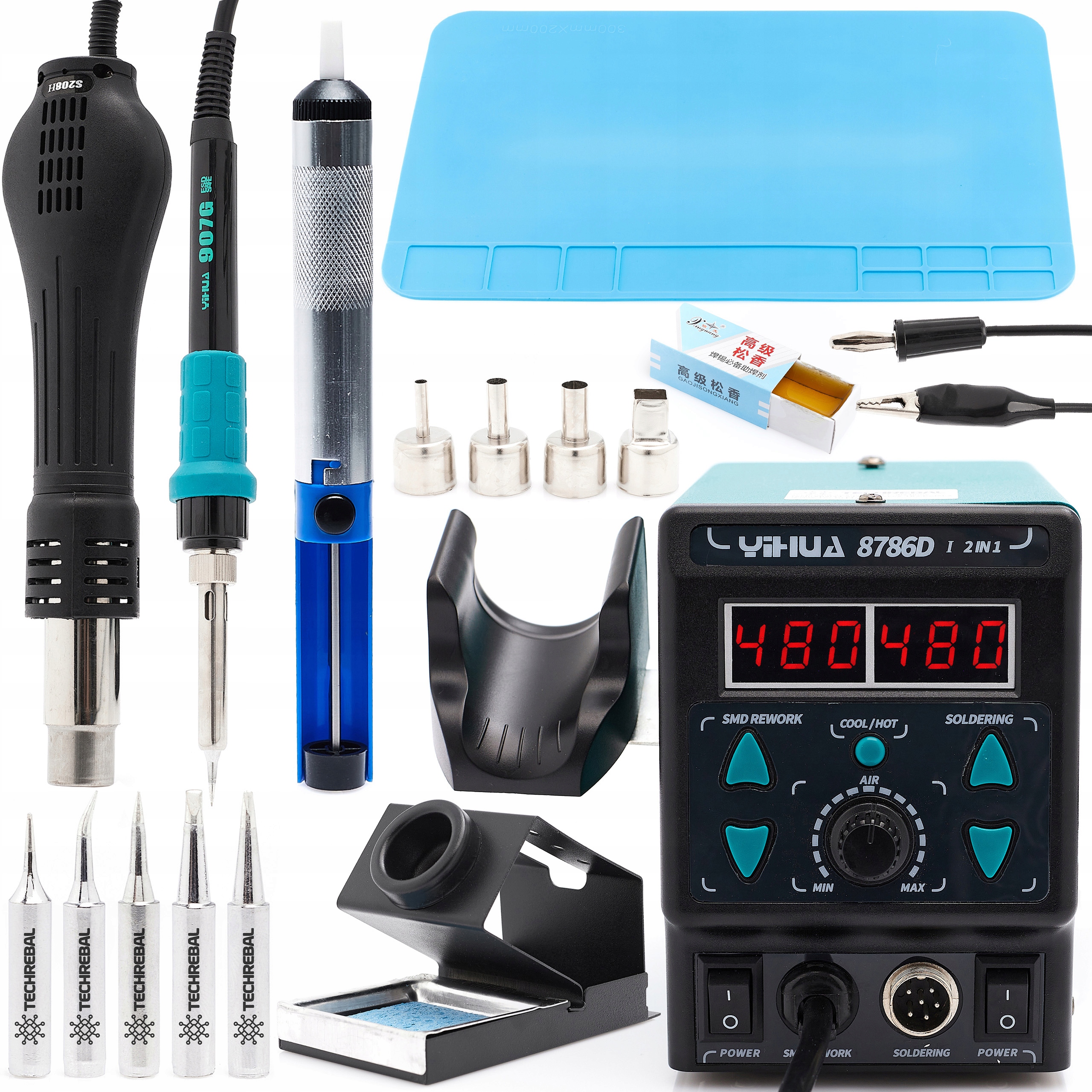 Pájecí Stanice 2V1 Hot Air Páječka Yihua 8786D-A Sada Příslušenství