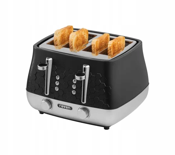 Toster Raven ET009 4 tosty jednocześnie Czarny 1800 W