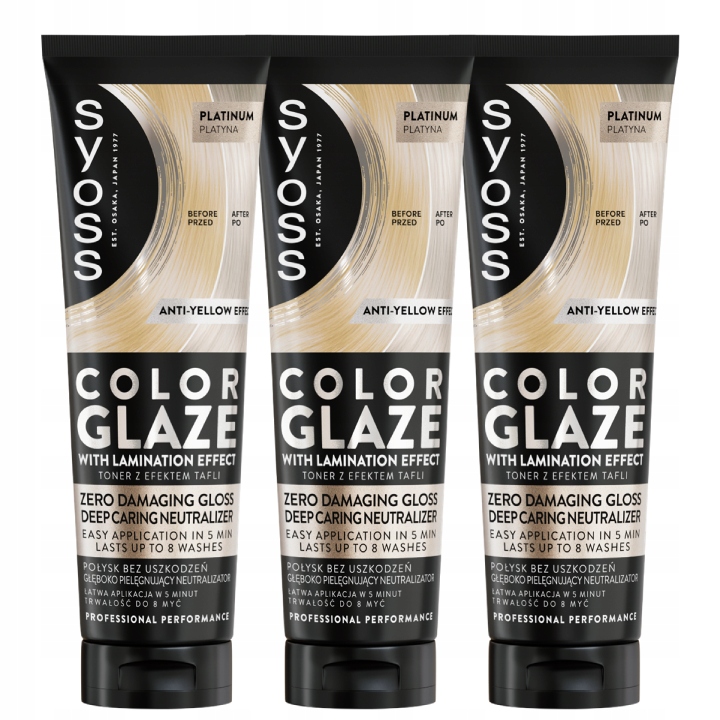 Syoss Color Glaze Platina Leštící toner proti žlutým tónům 3ks