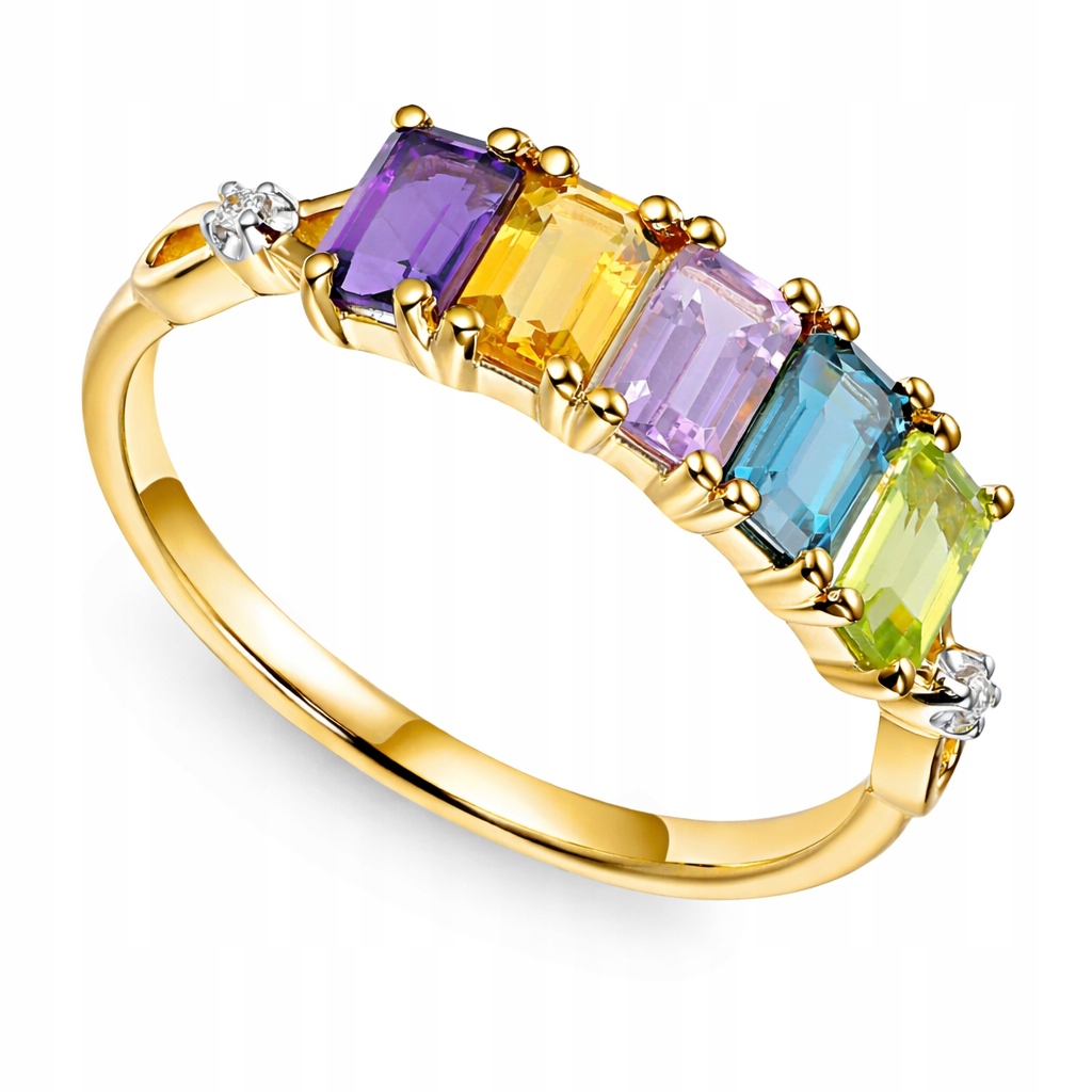 Prstýnek Au 585 s kameny 1,51 ct a diamanty 0,02 ct