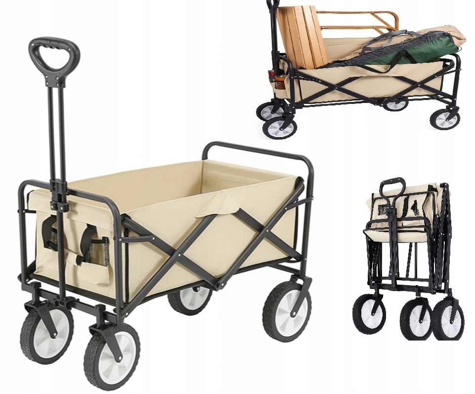 Duży Wózek Turystyczny Plażowy Składany Transportowy Ogrodowy Kempingowy