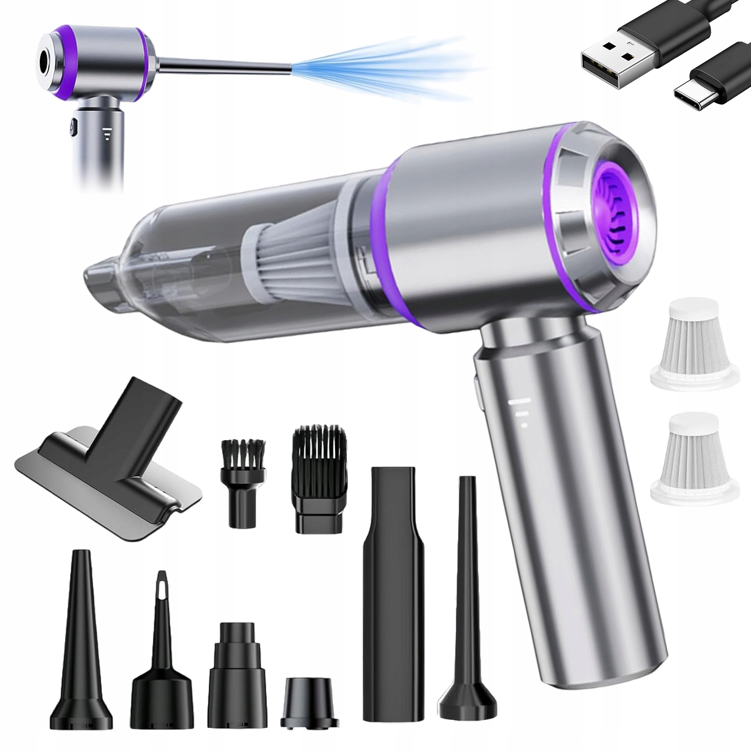 Výkonný Vysavač Mini Ruční Bezdrátový Čisticí Notebook Foukač