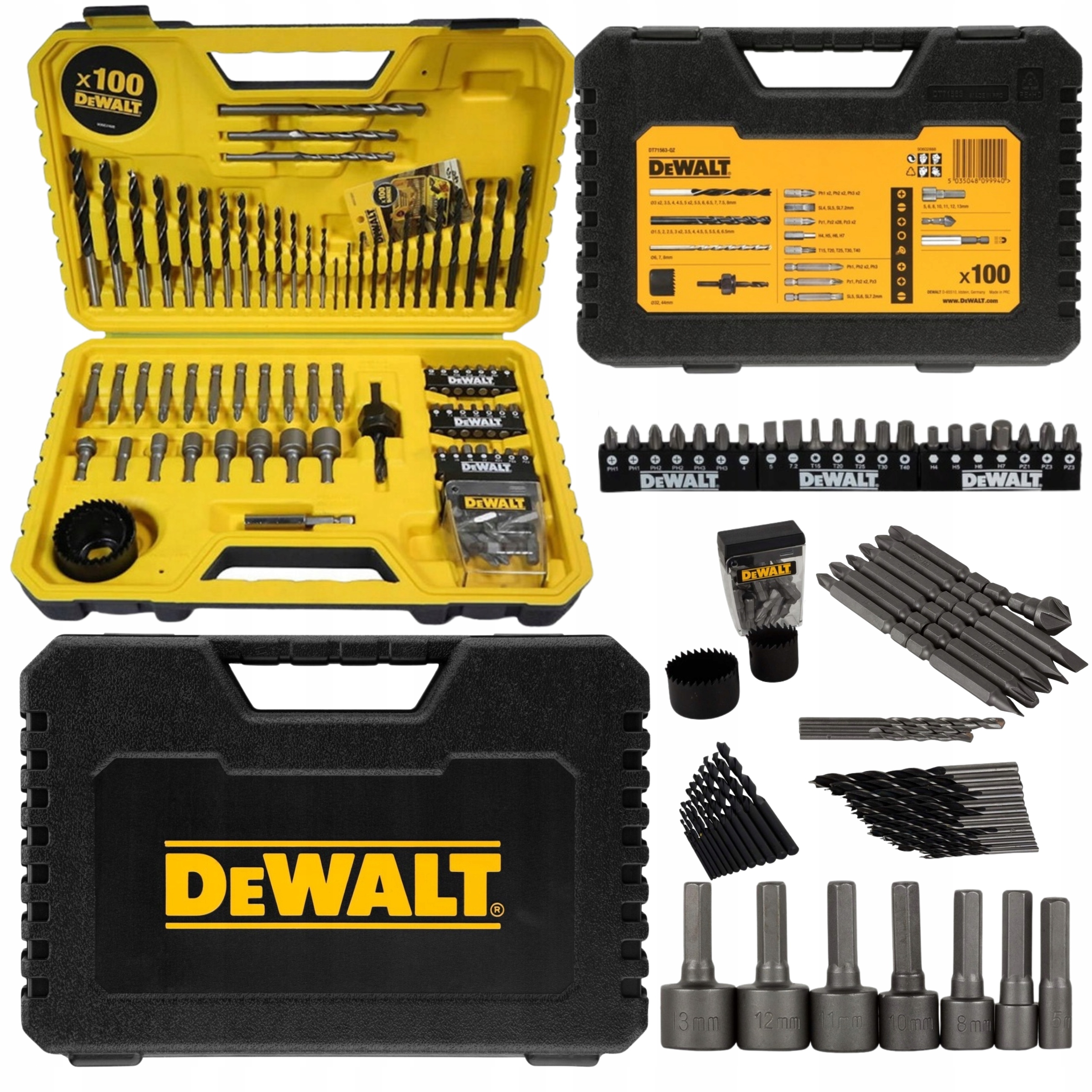 Duży Zestaw Akcesoriów Wiertła I Bity Otwornice MIX 100 Sztuk Walizka XL