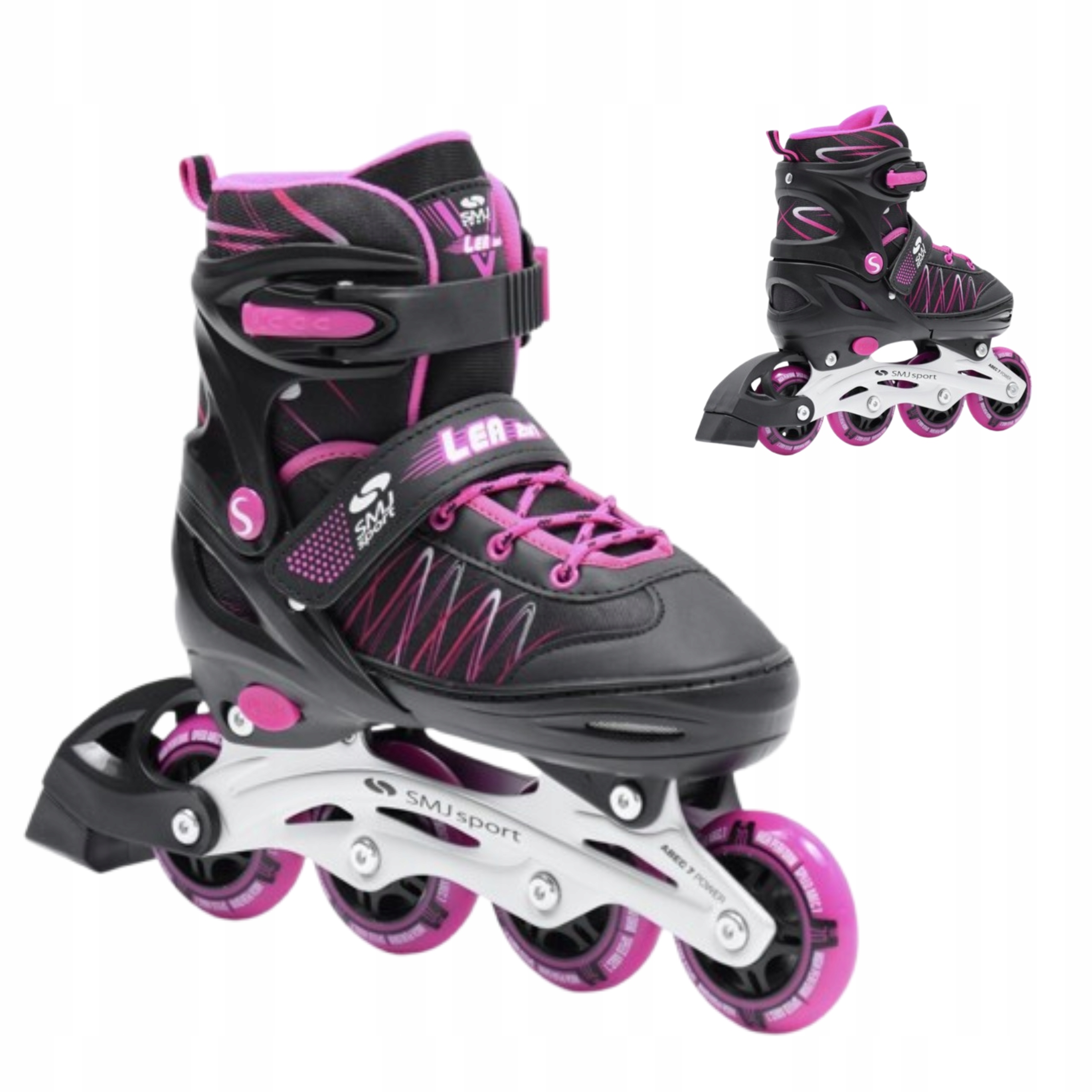 Brusle 2v1 2v1 nastavitelné brusle 2v1 růžové 3 kolečka kaučuk 26-29 Smj sport