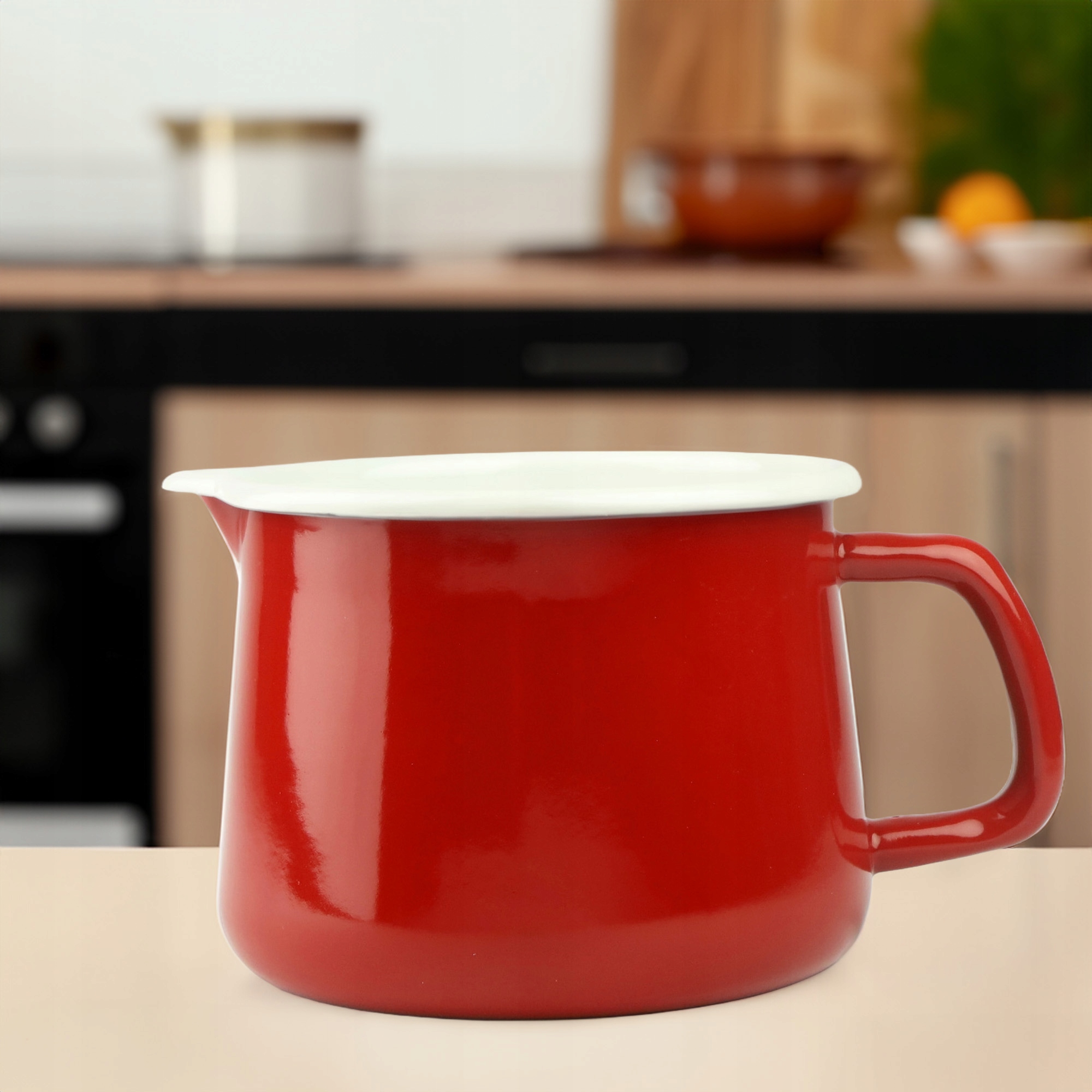 EMALIOWANY KUBEK Z WYLEWKĄ DZBANUSZEK NA KUCHENKĘ Z DZIÓBKIEM 1,7L CZERWONY