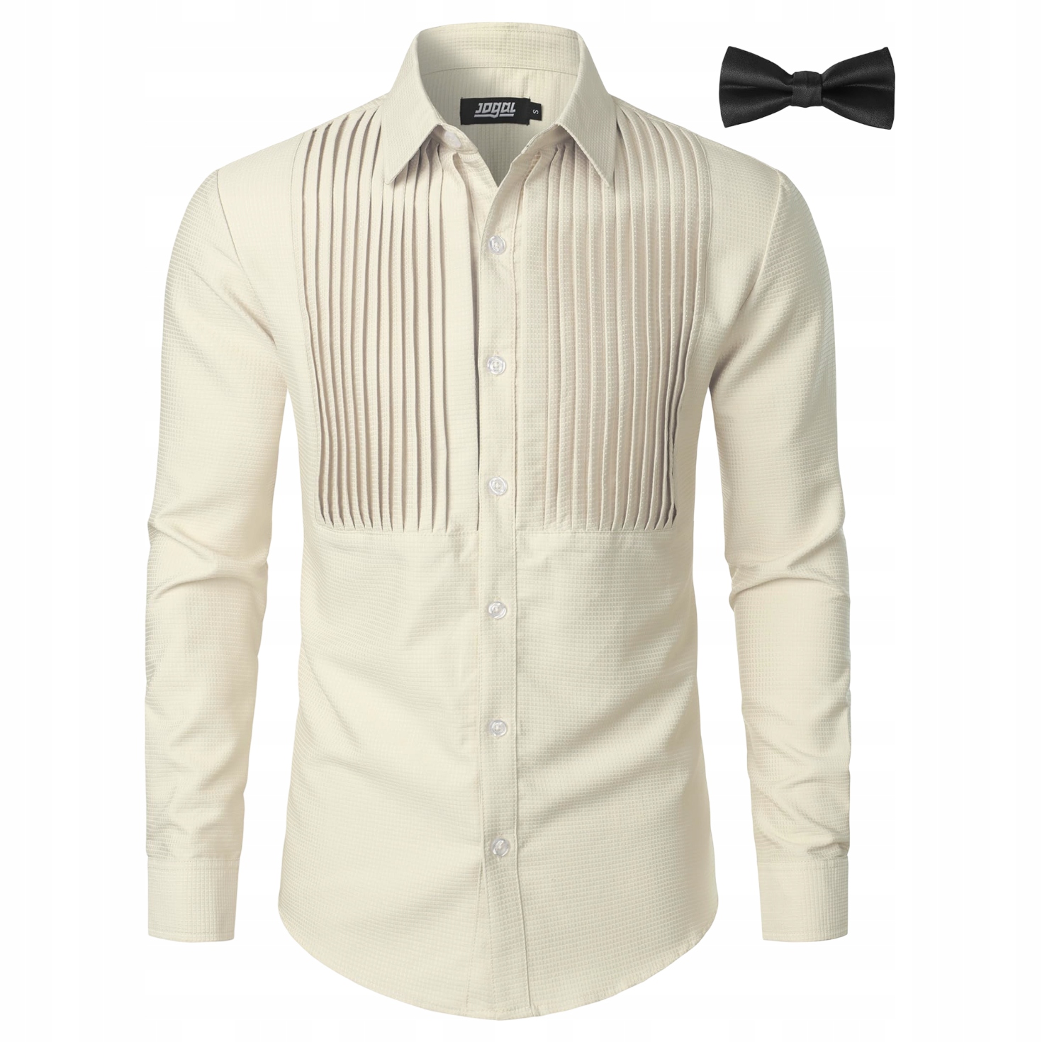 Pánská formální košile s motýlkem Regular Fit Pásky Elegantní Krémová S