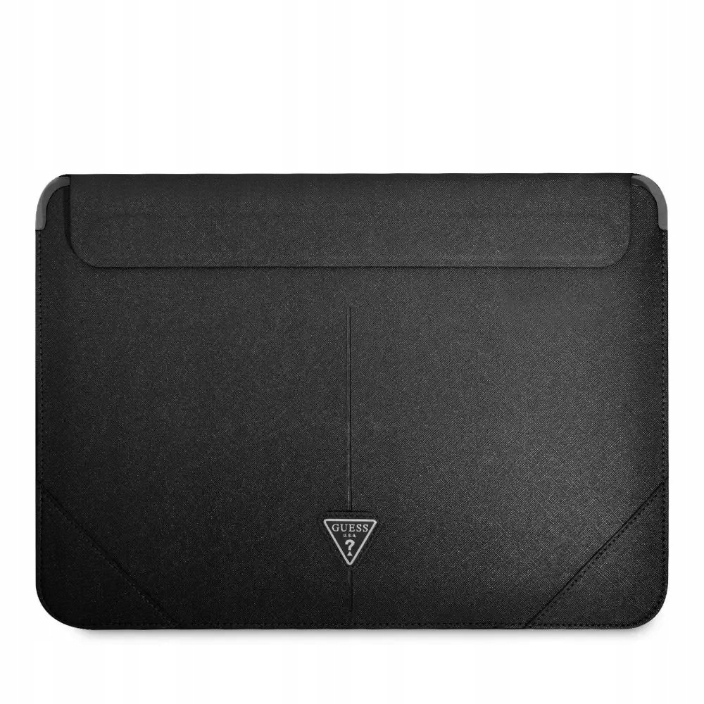 Pouzdro na notebook Guess Saffiano Triangle s logem 13/14", černé