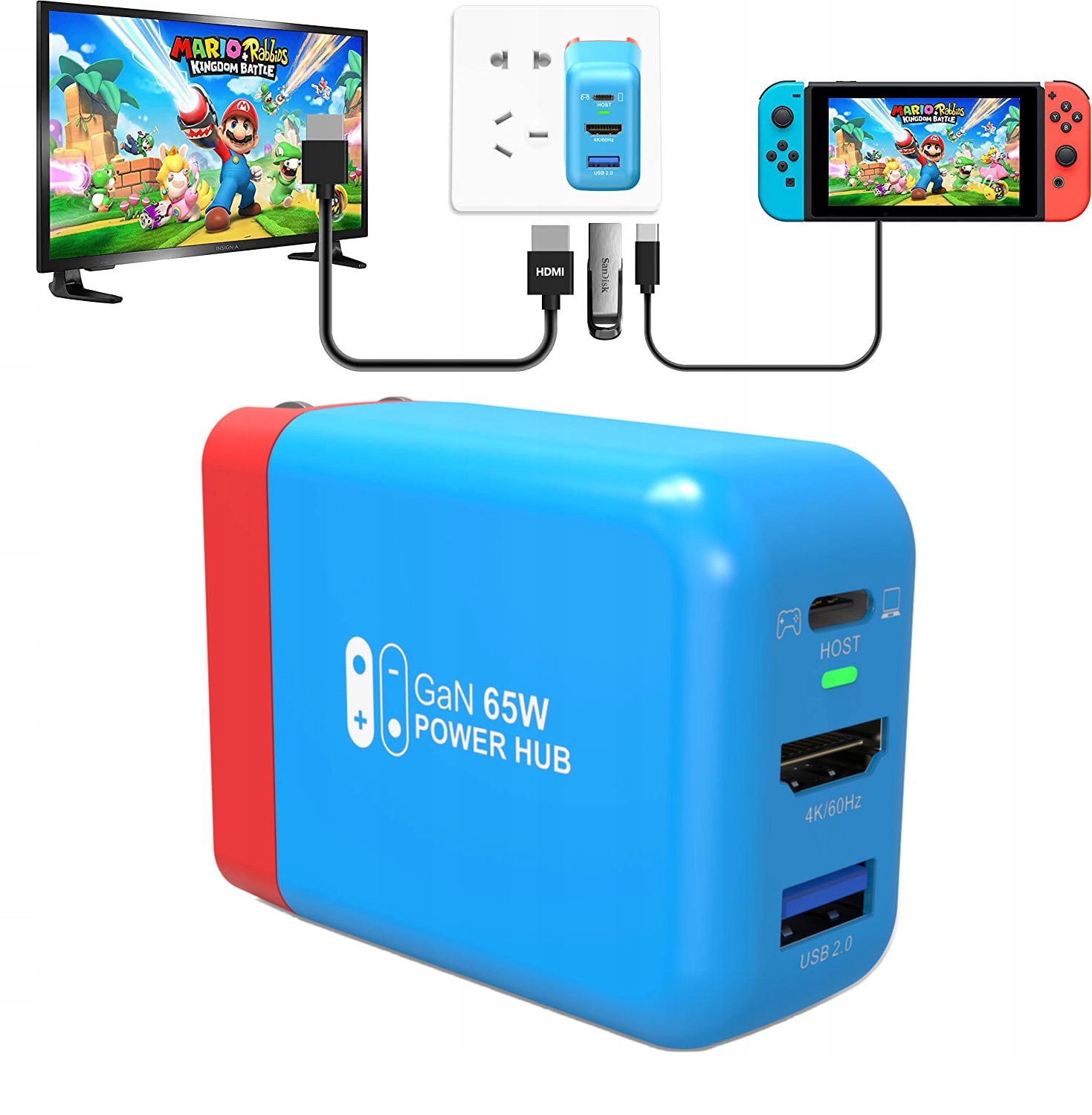 3V1 Nabíječka Hdmi Dock 65W Pro Switch/PC/iPad Cestovní