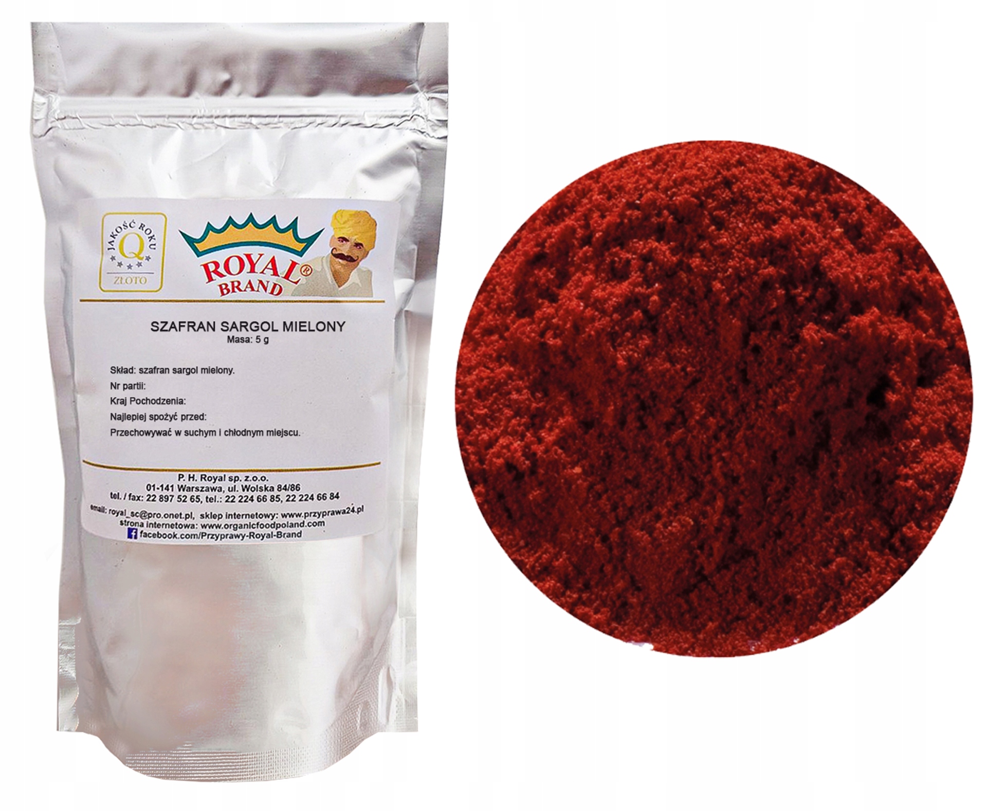 Szafran Sargol Mielony 5g Czerwone Nitki Prawdziwy Proszek