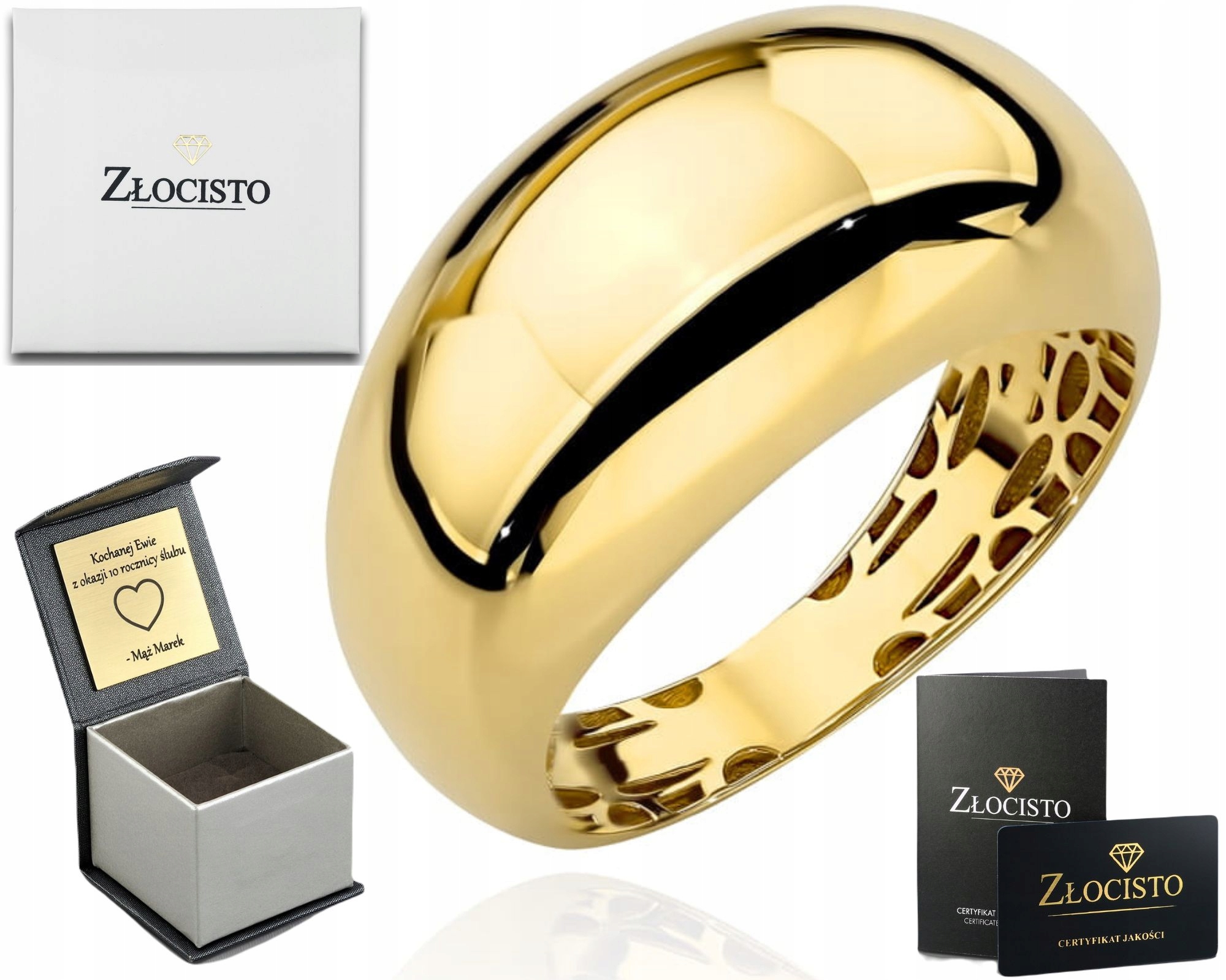 Zlatý Prstýnek Konvexní Hladký Široký Moderní Zlato 585 14 K Dárek