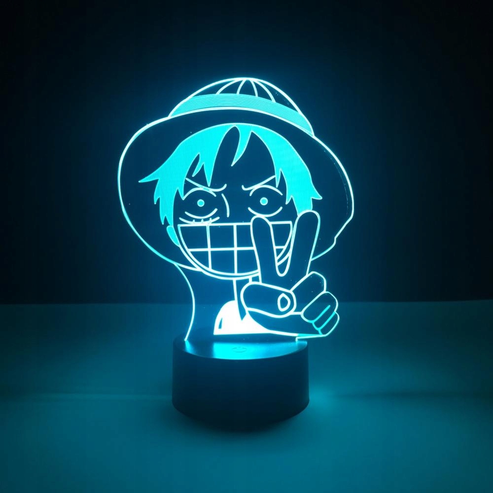 LAMPKA Luffy One Piece 16 kolorów RGB Pilot Długość/wysokość 20 cm