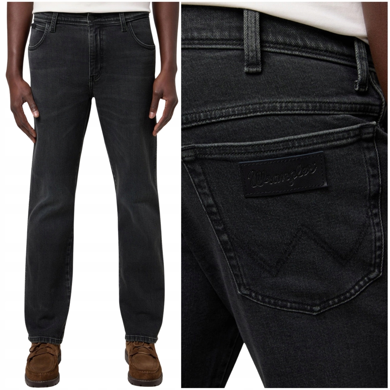 Wrangler Texas Ash Džins klasické černé jednoduché džínové kalhoty W33 L34