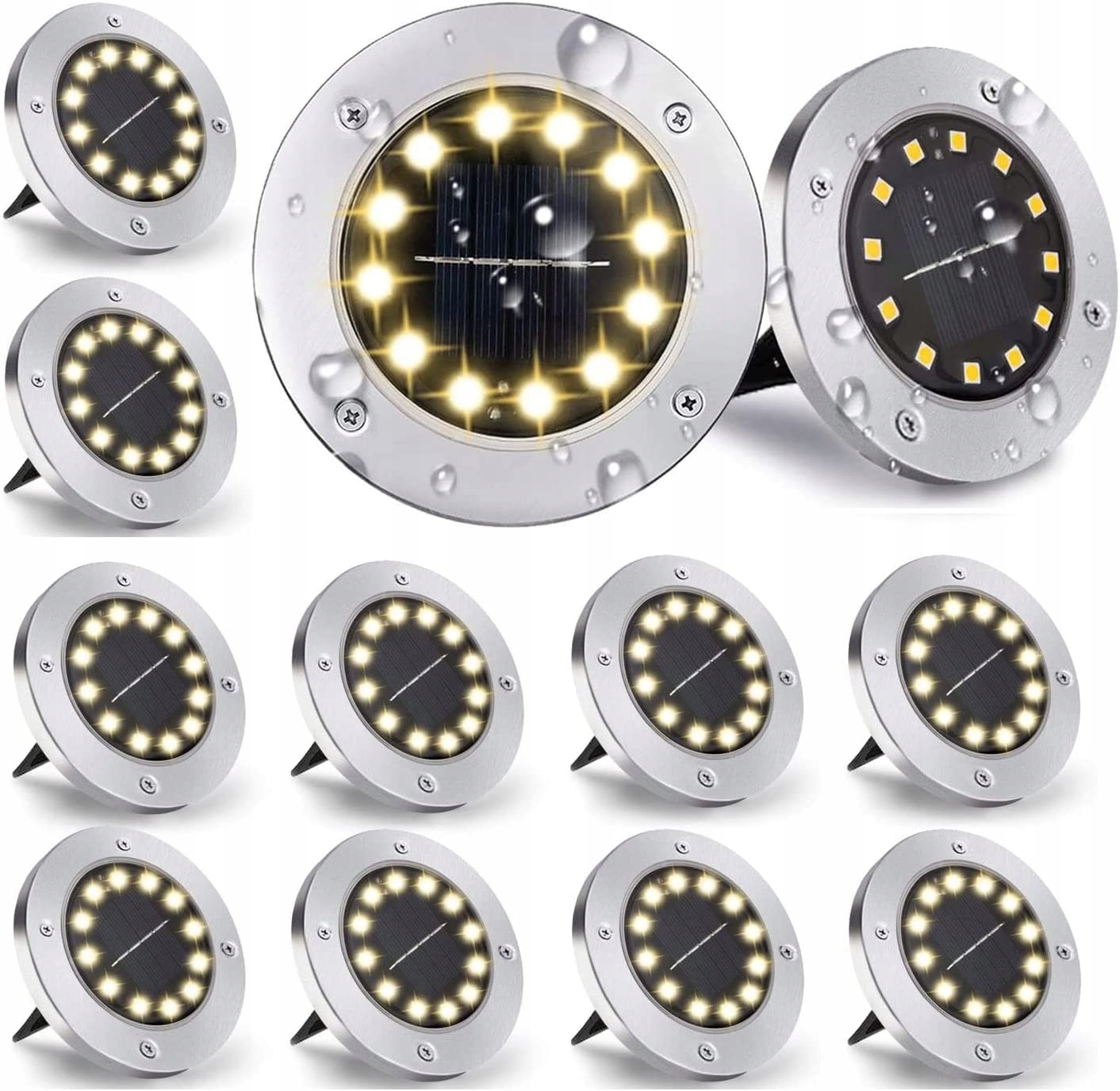 

12szt Lampki Solarne Led Ogrodowe Gruntowe Dyski