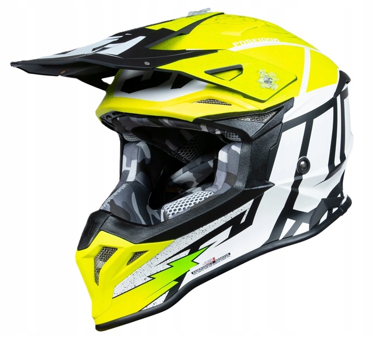 JUST1 J39 Poseidon čierna/zelená/fluo/biela prilba s cross enduro šiltom S