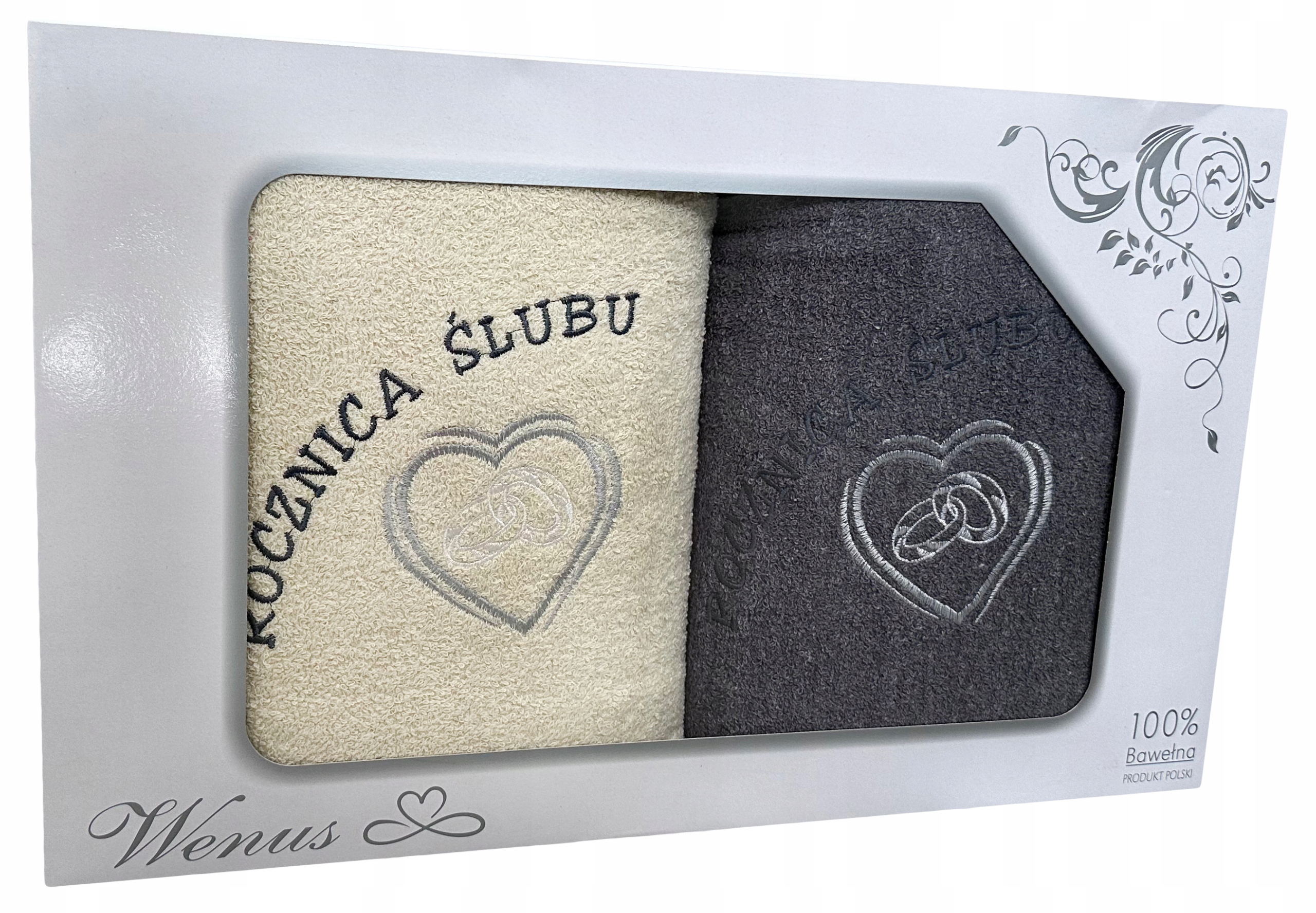 Komplet ręczników Z HAFTEM ROCZNICA ŚLUBU 70x140 NA PREZENT gruby