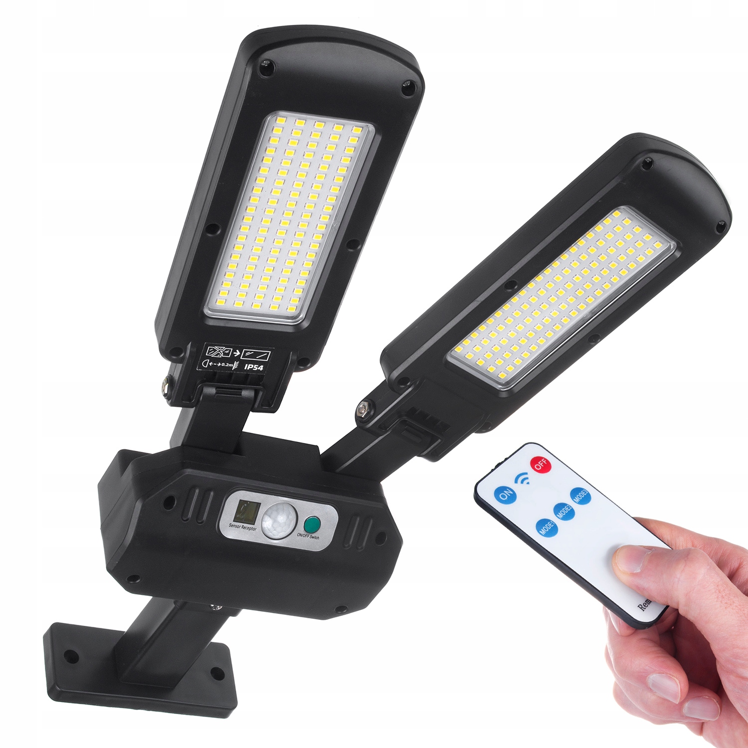 PODWÓJNA LAMPA SOLARNA LED Z CZUJNIKIEM RUCHU IP54