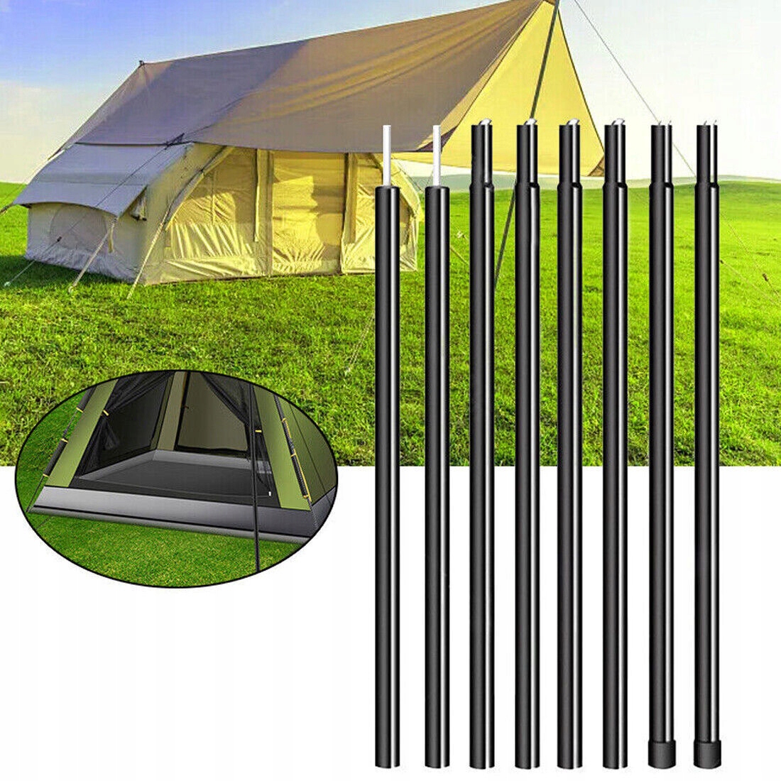 REGULOWANE SŁUPKI DO PLANDEKI TELESKOPOWY ZESTAW 2, DRĄŻKI NAMIOTOWE 2M Marka Inny producent