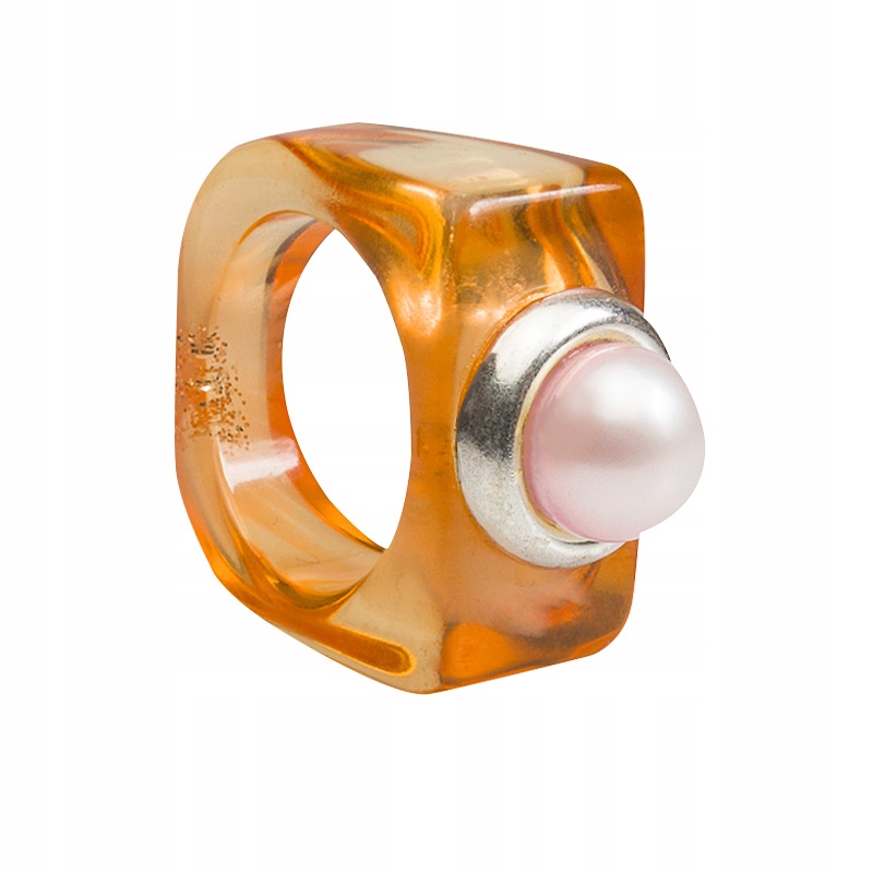 Inovativní Prstýnek Z Akrylu A Perlou Ve Stříbře