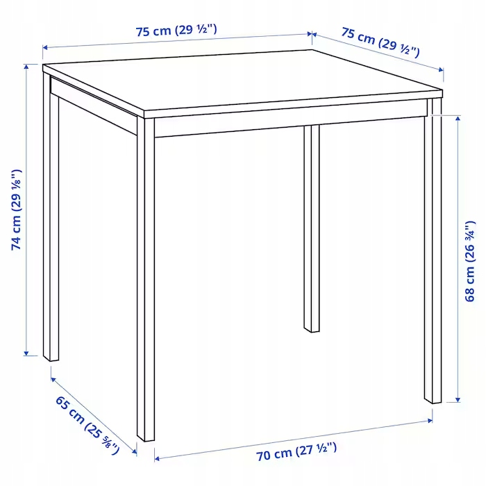 IKEA MELLTORP MARIUS stół + 2 stołki 75x75cm BIAŁY Długość stołu 75 cm